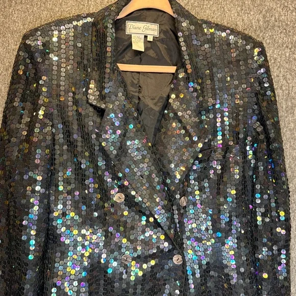 Diane Gilman 100%‎ silk sequins jacket L NWT - Picture 3 of 16